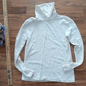 J. Crew Mercantile Women's Size XS Striped White And Beige Turtleneck Top